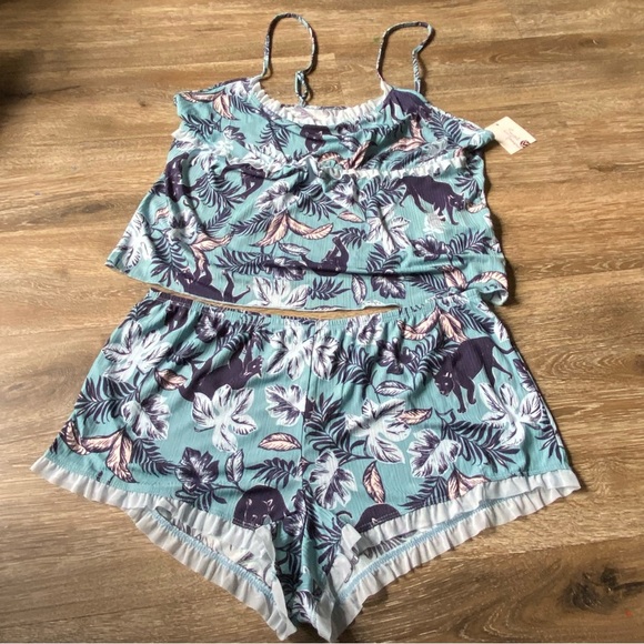 Secret Treasures Blue Leaf Print Pajama Set Women’s Size Large New - Picture 2 of 10